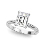 LUMEO Emerald Solitaire Diamond Engagement Ring Front View in Platinum 