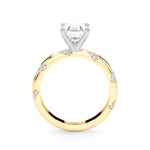 LUMEO Emerald Solitaire Diamond Engagement Ring Side View in 18k Solid Yellow Gold 