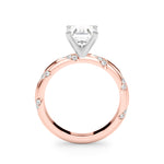 LUMEO Emerald Solitaire Diamond Engagement Ring Side View in 18k Solid Rose Gold 
