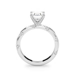 LUMEO Emerald Solitaire Diamond Engagement Ring Side View in Platinum 
