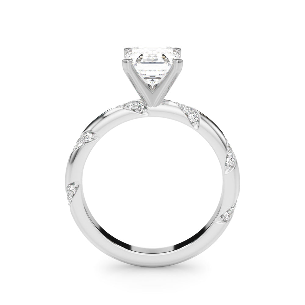 LUMEO Emerald Solitaire Diamond Engagement Ring Side View in Platinum 