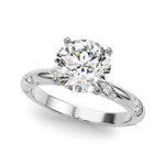 LUMEO Round Solitaire Diamond Engagement Ring Front View in Platinum 