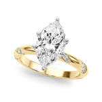 LUMEO Marquise Solitaire Diamond Engagement Ring Front View in 18k Solid Yellow Gold 