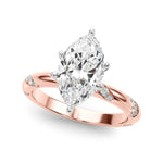 LUMEO Marquise Solitaire Diamond Engagement Ring Front View in 18k Solid Rose Gold 