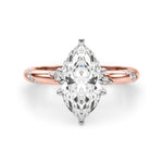 LUMEO Marquise Solitaire Diamond Engagement Ring Angle View in 18k Solid Rose Gold 
