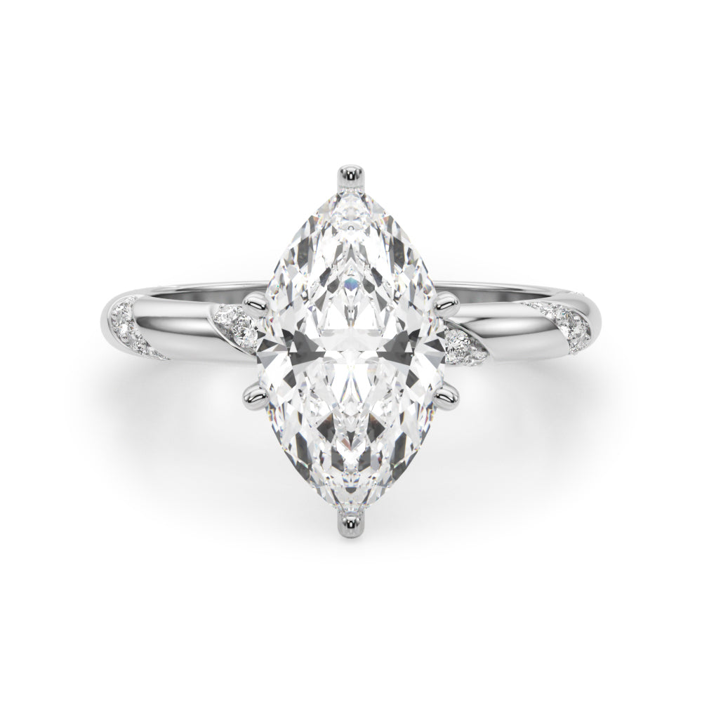 LUMEO Marquise Solitaire Diamond Engagement Ring Angle View in Platinum 