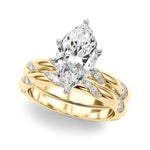 LUMEO Marquise Solitaire Diamond Engagement Ring Set in 18k Solid Yellow Gold 