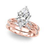 LUMEO Marquise Solitaire Diamond Engagement Ring Set in 18k Solid Rose Gold 