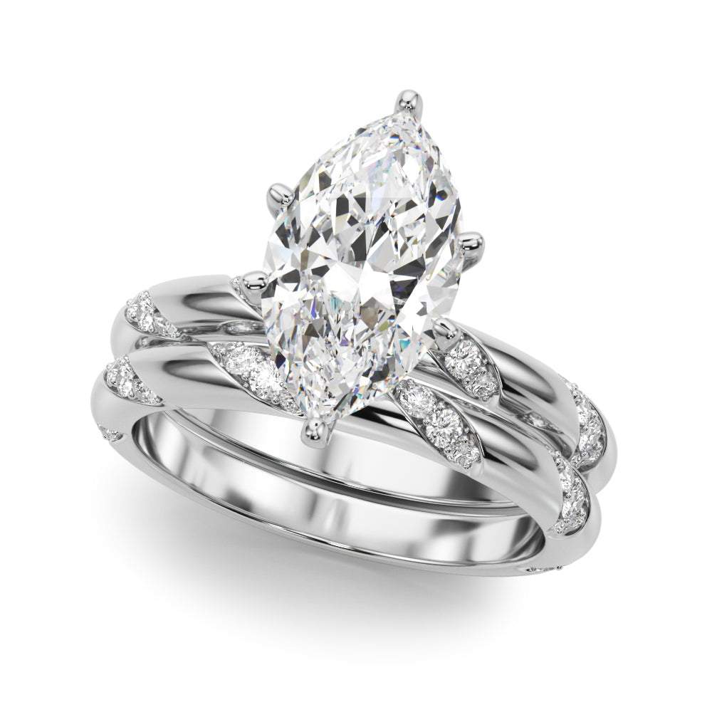 LUMEO Marquise Solitaire Diamond Engagement Ring Set in Platinum 