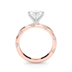 LUMEO Marquise Solitaire Diamond Engagement Ring Side View in 18k Solid Rose Gold 