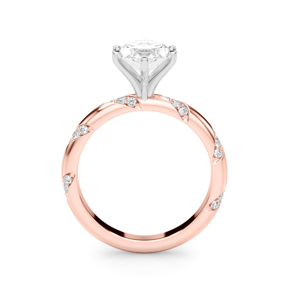 LUMEO Marquise Solitaire Diamond Engagement Ring Side View in 18k Solid Rose Gold 