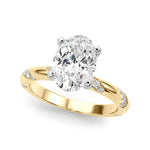 LUMEO Oval Solitaire Diamond Engagement Ring Front View in 18k Solid Yellow Gold 