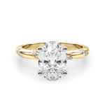 LUMEO Oval Solitaire Diamond Engagement Ring Angle View in 18k Solid Yellow Gold 