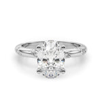 LUMEO Oval Solitaire Diamond Engagement Ring Angle View in Platinum 