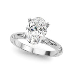 LUMEO Oval Solitaire Diamond Engagement Ring Front View in Platinum 
