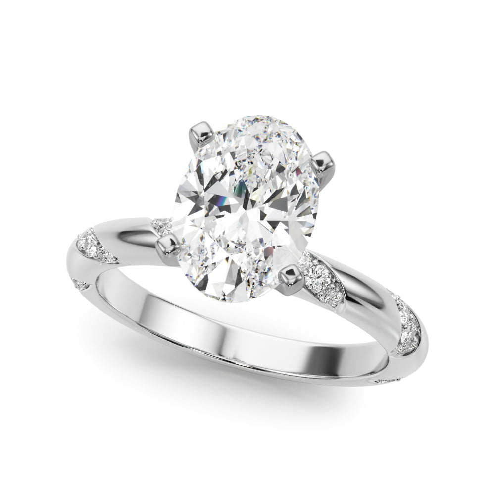 LUMEO Oval Solitaire Diamond Engagement Ring Front View in Platinum 