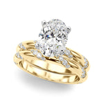 LUMEO Oval Solitaire Diamond Engagement Ring Set in 18k Solid Yellow Gold 