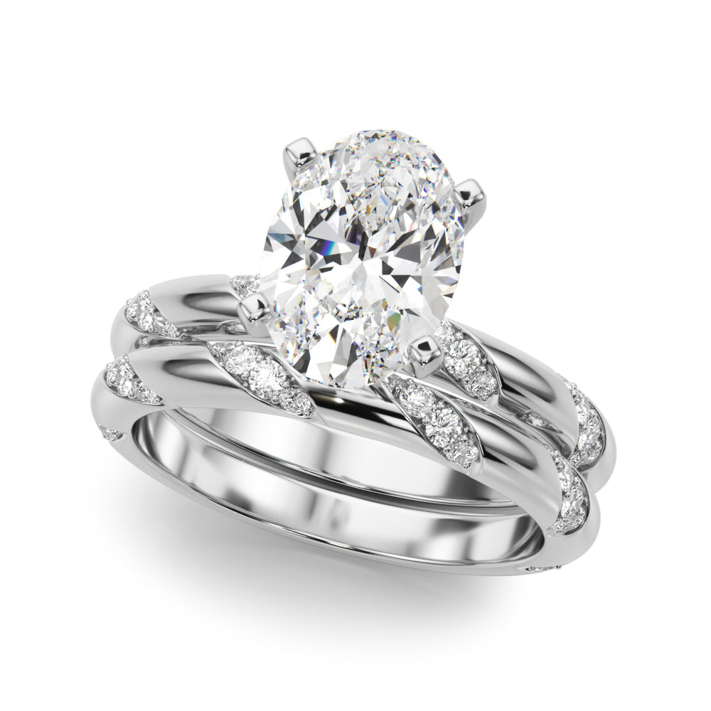 LUMEO Oval Solitaire Diamond Engagement Ring Set in Platinum 