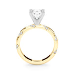 LUMEO Oval Solitaire Diamond Engagement Ring Side View in 18k Solid Yellow Gold 
