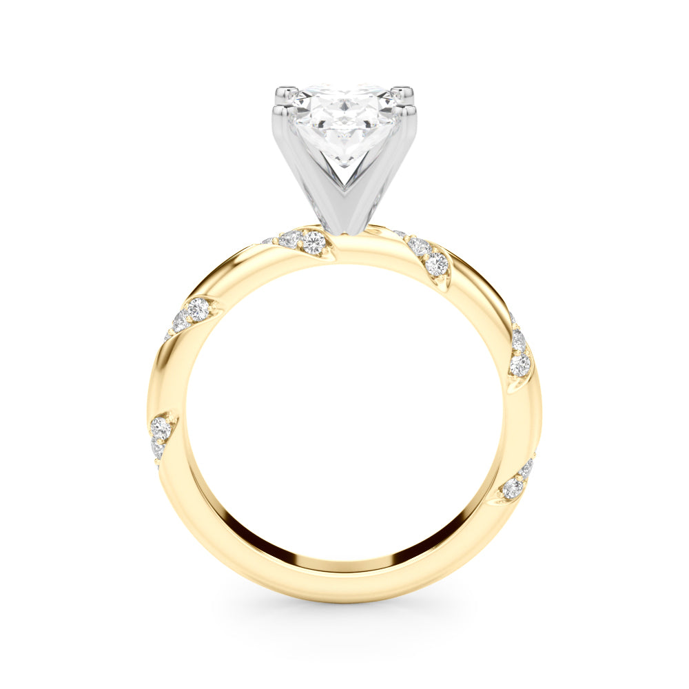 LUMEO Oval Solitaire Diamond Engagement Ring Side View in 18k Solid Yellow Gold 