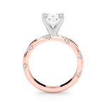 LUMEO Oval Solitaire Diamond Engagement Ring Side View in 18k Solid Rose Gold 