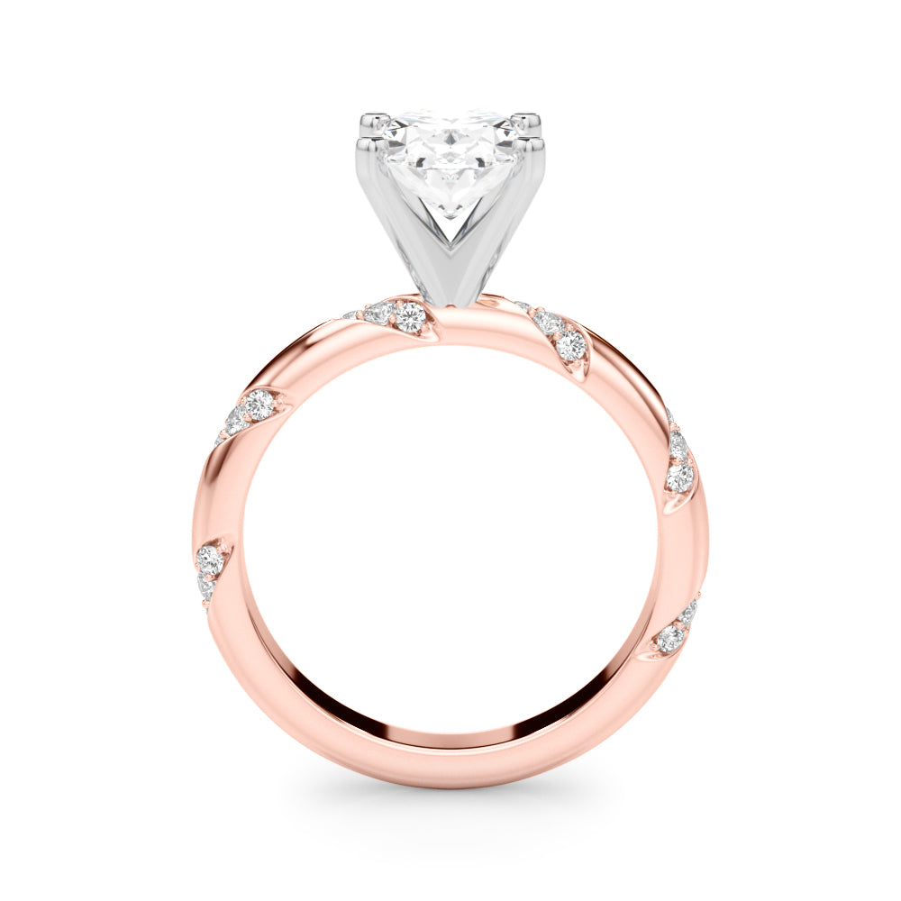 LUMEO Oval Solitaire Diamond Engagement Ring Side View in 18k Solid Rose Gold 