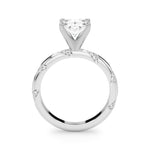 LUMEO Oval Solitaire Diamond Engagement Ring Side View in Platinum 