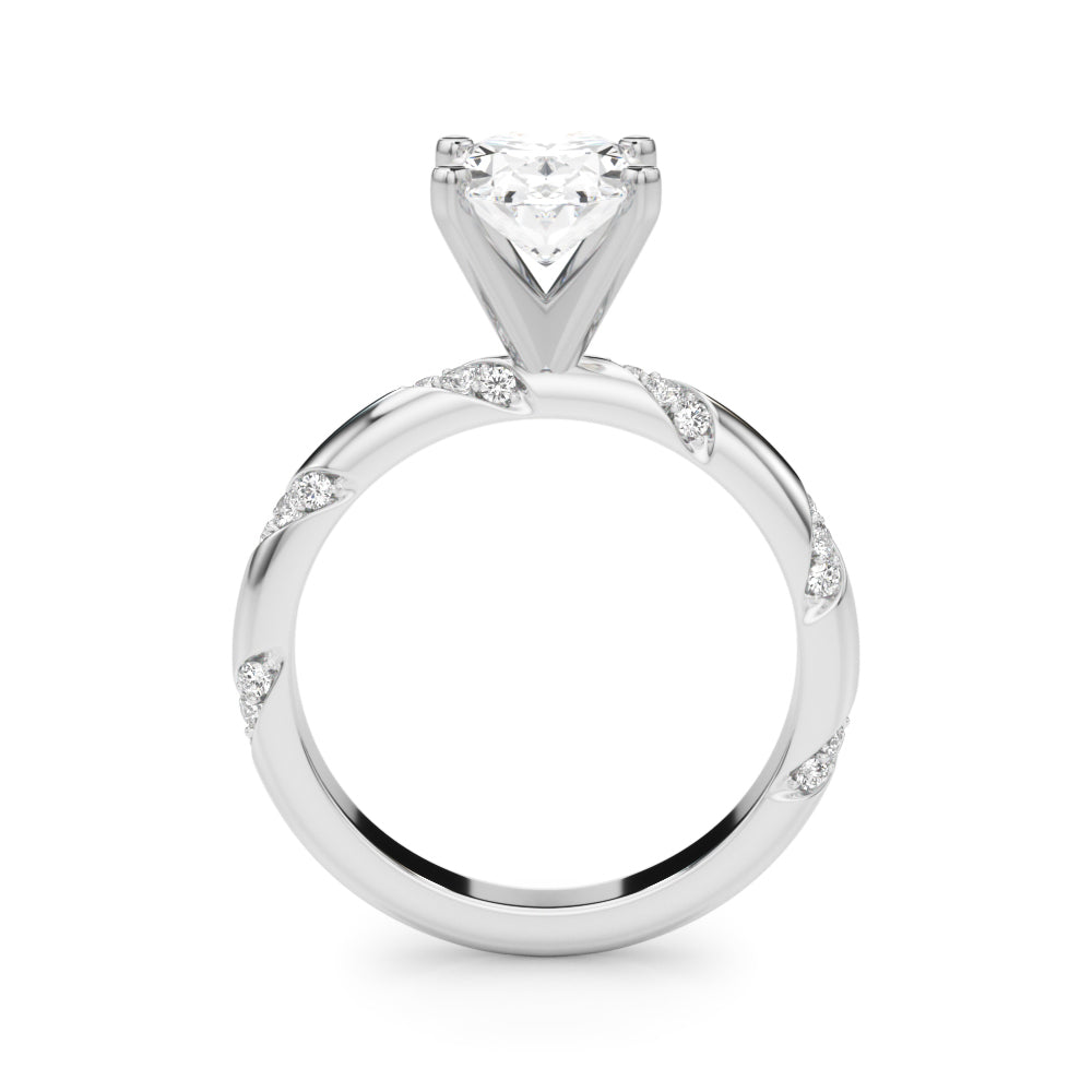 LUMEO Oval Solitaire Diamond Engagement Ring Side View in Platinum 