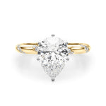 LUMEO Pear Solitaire Diamond Engagement Ring Angle View in 18k Solid Yellow Gold 