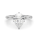 LUMEO Pear Solitaire Diamond Engagement Ring Angle View in Platinum 