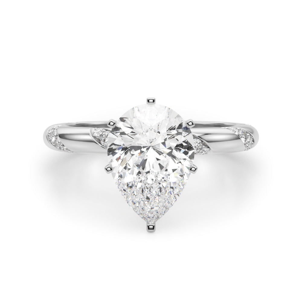 LUMEO Pear Solitaire Diamond Engagement Ring Angle View in Platinum 