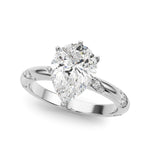 LUMEO Pear Solitaire Diamond Engagement Ring Front View in Platinum 