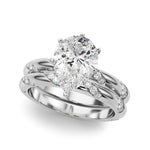 LUMEO Pear Solitaire Diamond Engagement Ring Set in Platinum 