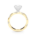 LUMEO Pear Solitaire Diamond Engagement Ring Side View in 18k Solid Yellow Gold 