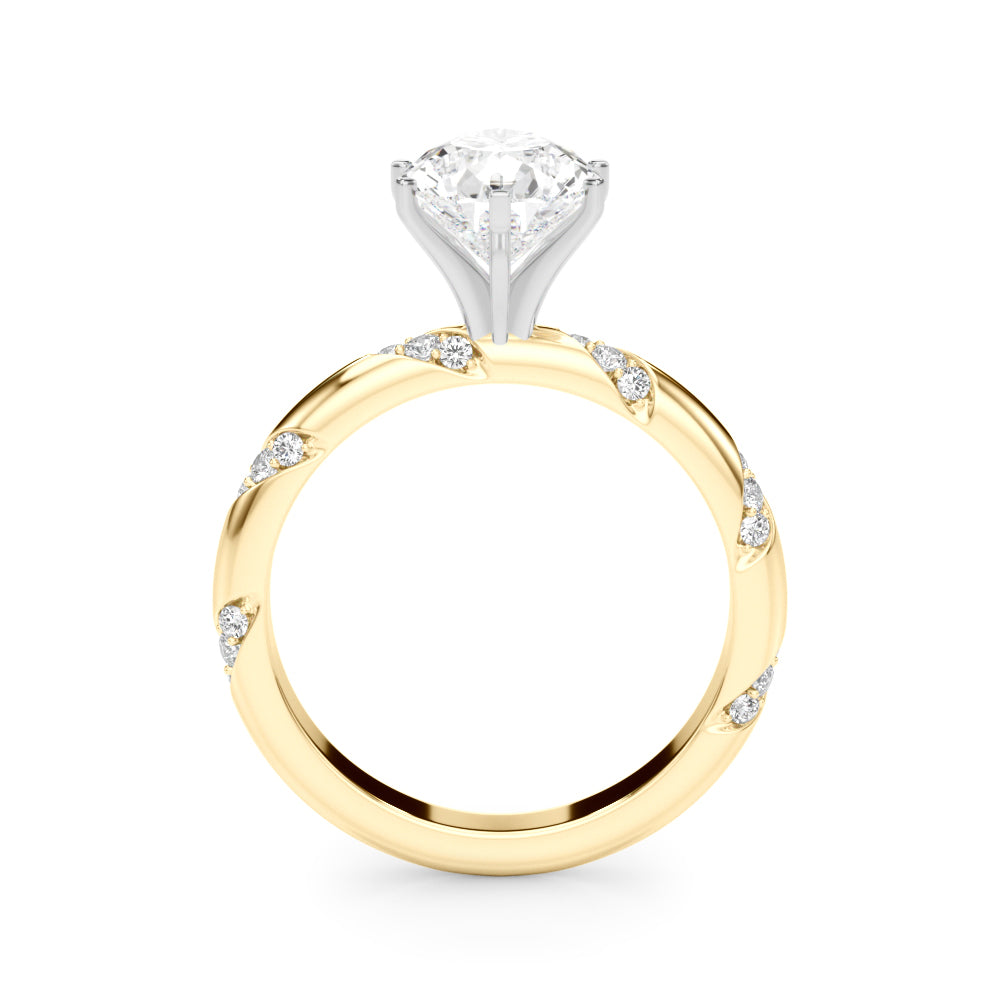 LUMEO Pear Solitaire Diamond Engagement Ring Side View in 18k Solid Yellow Gold 