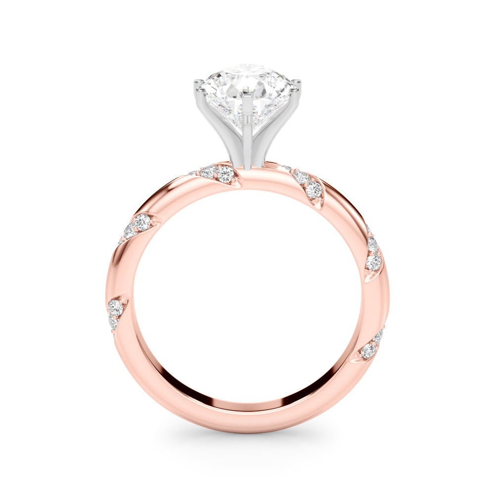 LUMEO Pear Solitaire Diamond Engagement Ring Side View in 18k Solid Rose Gold 
