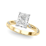 LUMEO Radiant Solitaire Diamond Engagement Ring Front View in 18k Solid Yellow Gold 