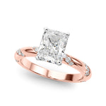LUMEO Radiant Solitaire Diamond Engagement Ring Front View in 18k Solid Rose Gold 