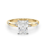 LUMEO Radiant Solitaire Diamond Engagement Ring Angle View in 18k Solid Yellow Gold 