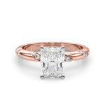 LUMEO Radiant Solitaire Diamond Engagement Ring Angle View in 18k Solid Rose Gold 