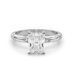 LUMEO Radiant Solitaire Diamond Engagement Ring Angle View in Platinum 