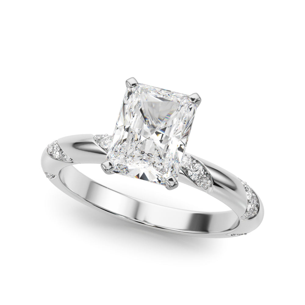 LUMEO Radiant Solitaire Diamond Engagement Ring Front View in Platinum 