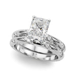 LUMEO Radiant Solitaire Diamond Engagement Ring Set in Platinum 