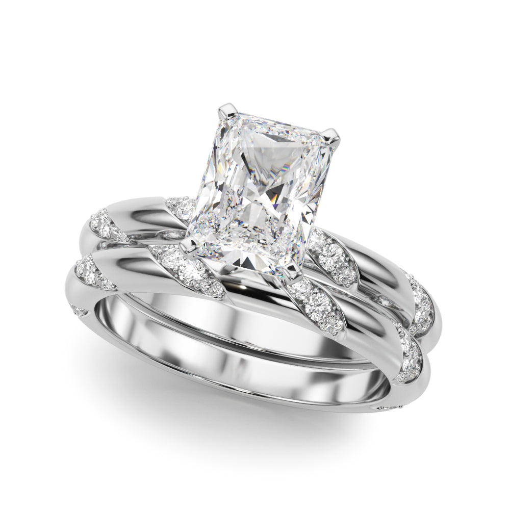 LUMEO Radiant Solitaire Diamond Engagement Ring Set in Platinum 