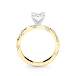 LUMEO Radiant Solitaire Diamond Engagement Ring Side View in 18k Solid Yellow Gold 