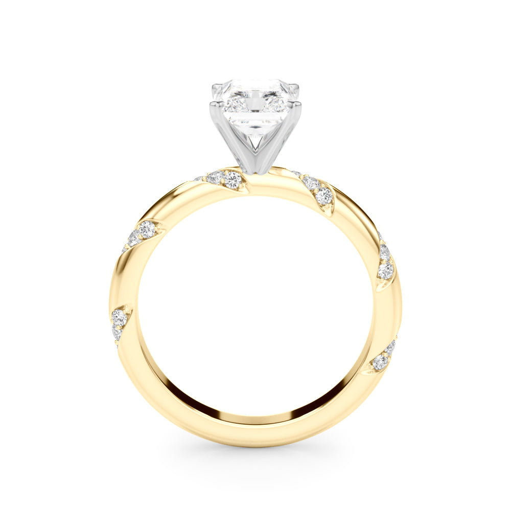 LUMEO Radiant Solitaire Diamond Engagement Ring Side View in 18k Solid Yellow Gold 