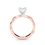 LUMEO Radiant Solitaire Diamond Engagement Ring Side View in 18k Solid Rose Gold 