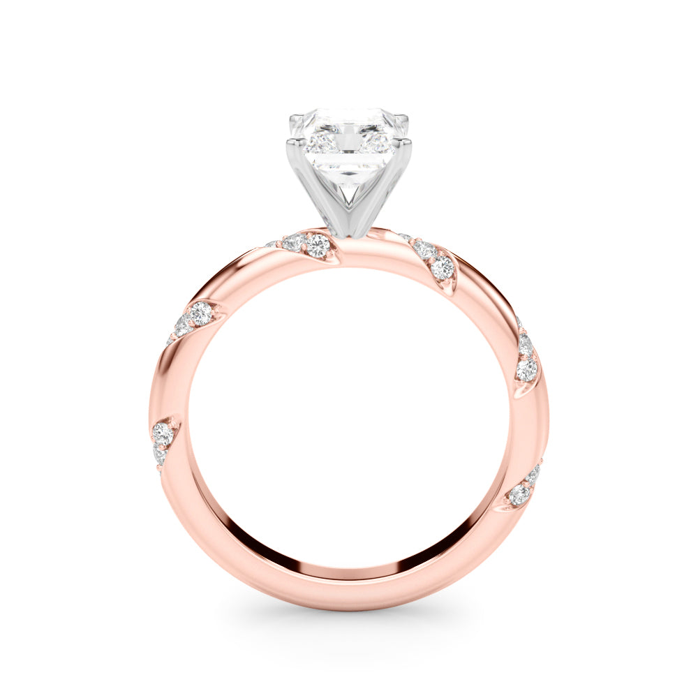LUMEO Radiant Solitaire Diamond Engagement Ring Side View in 18k Solid Rose Gold 