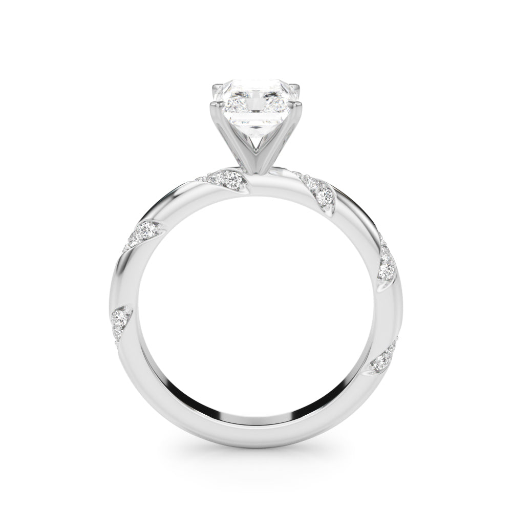 LUMEO Radiant Solitaire Diamond Engagement Ring Side View in Platinum 