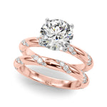 LUMEO Round Solitaire Diamond Engagement Ring Set in 18k Solid Rose Gold 